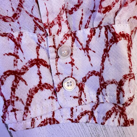 Derek Lam Crosby 10 medium 100% silk white red sheer wrap drape blouse luxury - Picture 10 of 10